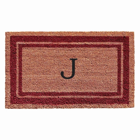 Monogram Door Mat, Natural, Burgundy, 18 in W x 30 in L